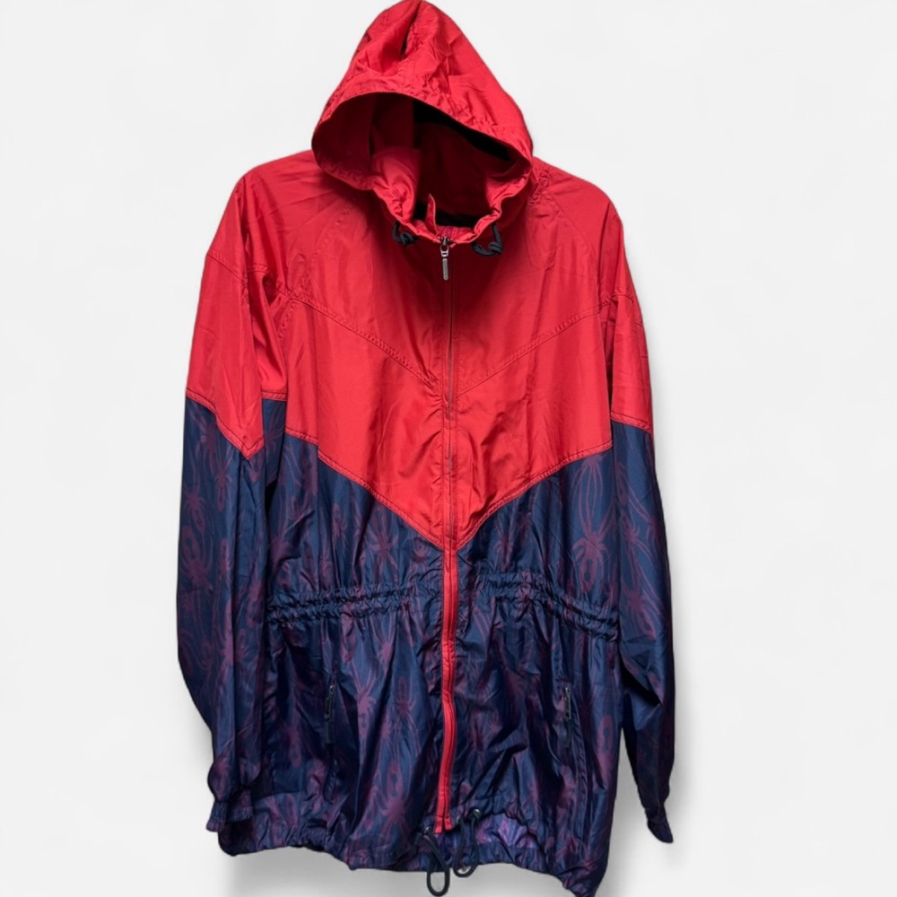 Vintage Spyder Hooded Red and Blue Sportswear Windbreaker Jacket.